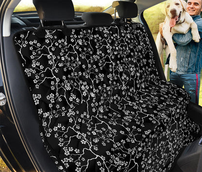 Black And White Cherry Blossom Print Pet Car Back Seat Cover