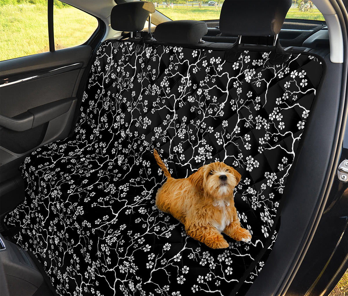 Black And White Cherry Blossom Print Pet Car Back Seat Cover