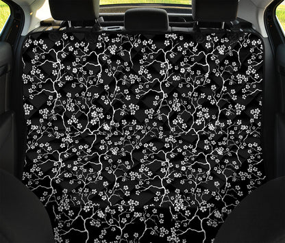 Black And White Cherry Blossom Print Pet Car Back Seat Cover
