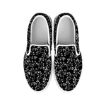 Black And White Cherry Blossom Print White Slip On Shoes
