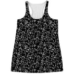 Black And White Cherry Blossom Print Women's Racerback Tank Top