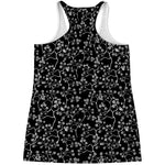 Black And White Cherry Blossom Print Women's Racerback Tank Top