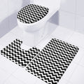Black And White Chevron Pattern Print 3 Piece Bath Mat Set