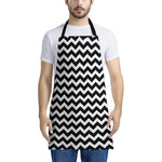 Black And White Chevron Pattern Print Apron