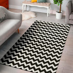 Black And White Chevron Pattern Print Area Rug