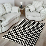 Black And White Chevron Pattern Print Area Rug