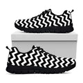 Black And White Chevron Pattern Print Black Running Shoes