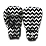 Black And White Chevron Pattern Print Boxing Gloves