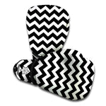 Black And White Chevron Pattern Print Boxing Gloves