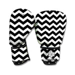 Black And White Chevron Pattern Print Boxing Gloves