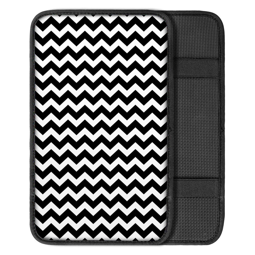 Black And White Chevron Pattern Print Car Center Console Cover