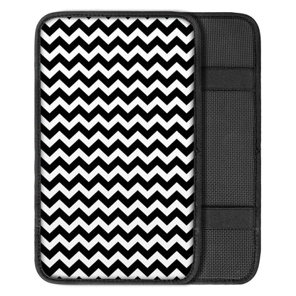 Black And White Chevron Pattern Print Car Center Console Cover