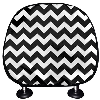 Black And White Chevron Pattern Print Car Headrest Covers