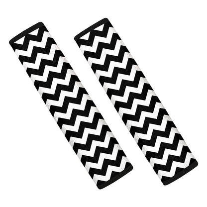 Black And White Chevron Pattern Print Car Seat Belt Covers
