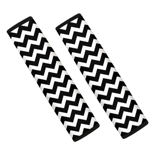 Black And White Chevron Pattern Print Car Seat Belt Covers