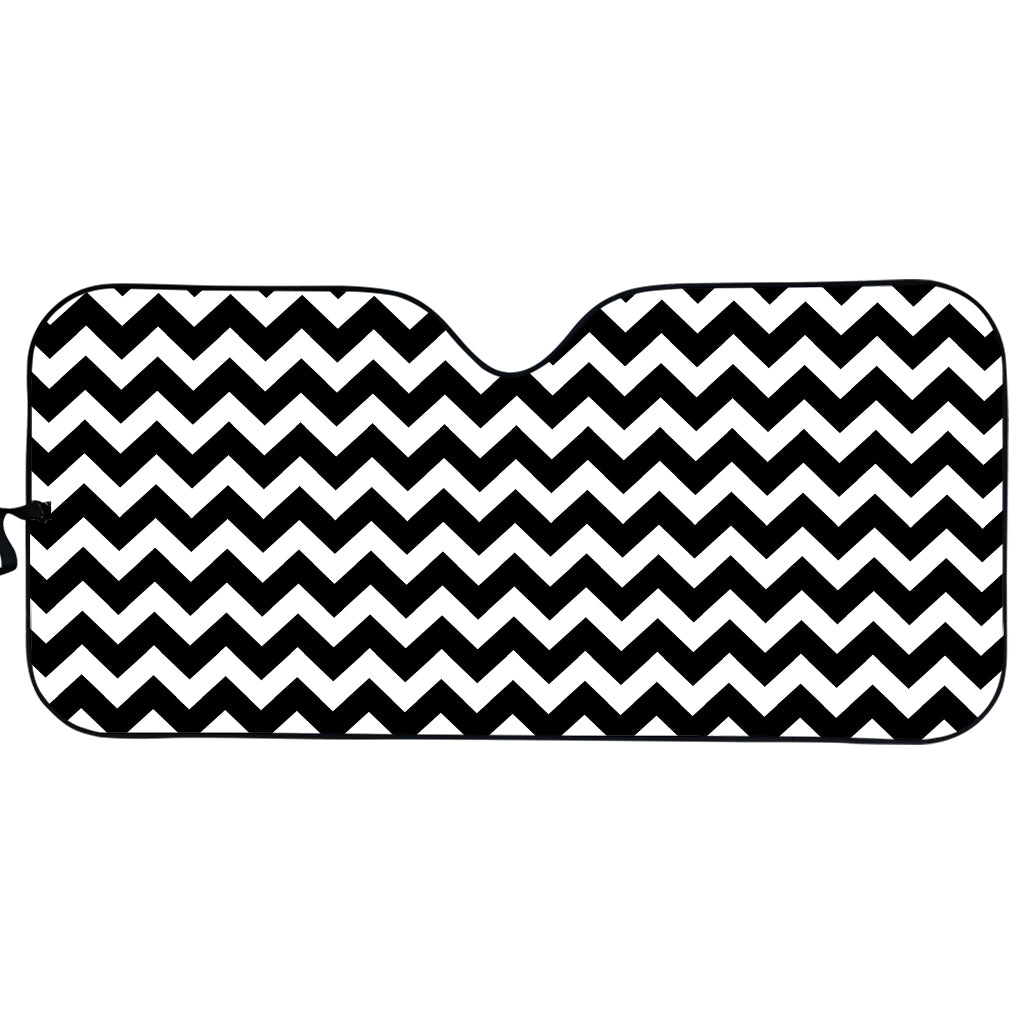 Black And White Chevron Pattern Print Car Sun Shade