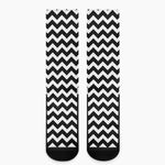 Black And White Chevron Pattern Print Crew Socks