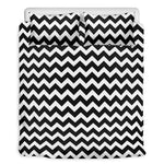 Black And White Chevron Pattern Print Duvet Cover Bedding Set