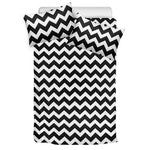 Black And White Chevron Pattern Print Duvet Cover Bedding Set