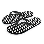 Black And White Chevron Pattern Print Flip Flops