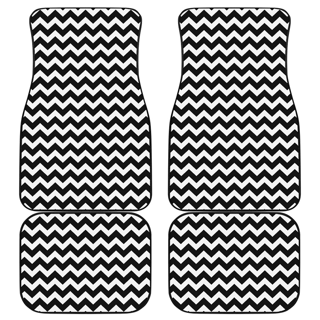 Black And White Chevron Pattern Print Front and Back Car Floor Mats