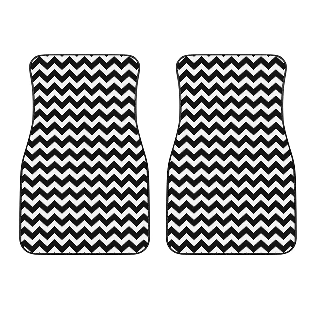 Black And White Chevron Pattern Print Front Car Floor Mats