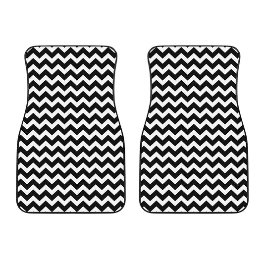 Black And White Chevron Pattern Print Front Car Floor Mats