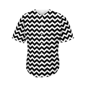 Black And White Chevron Pattern Print Men's Baseball Jersey