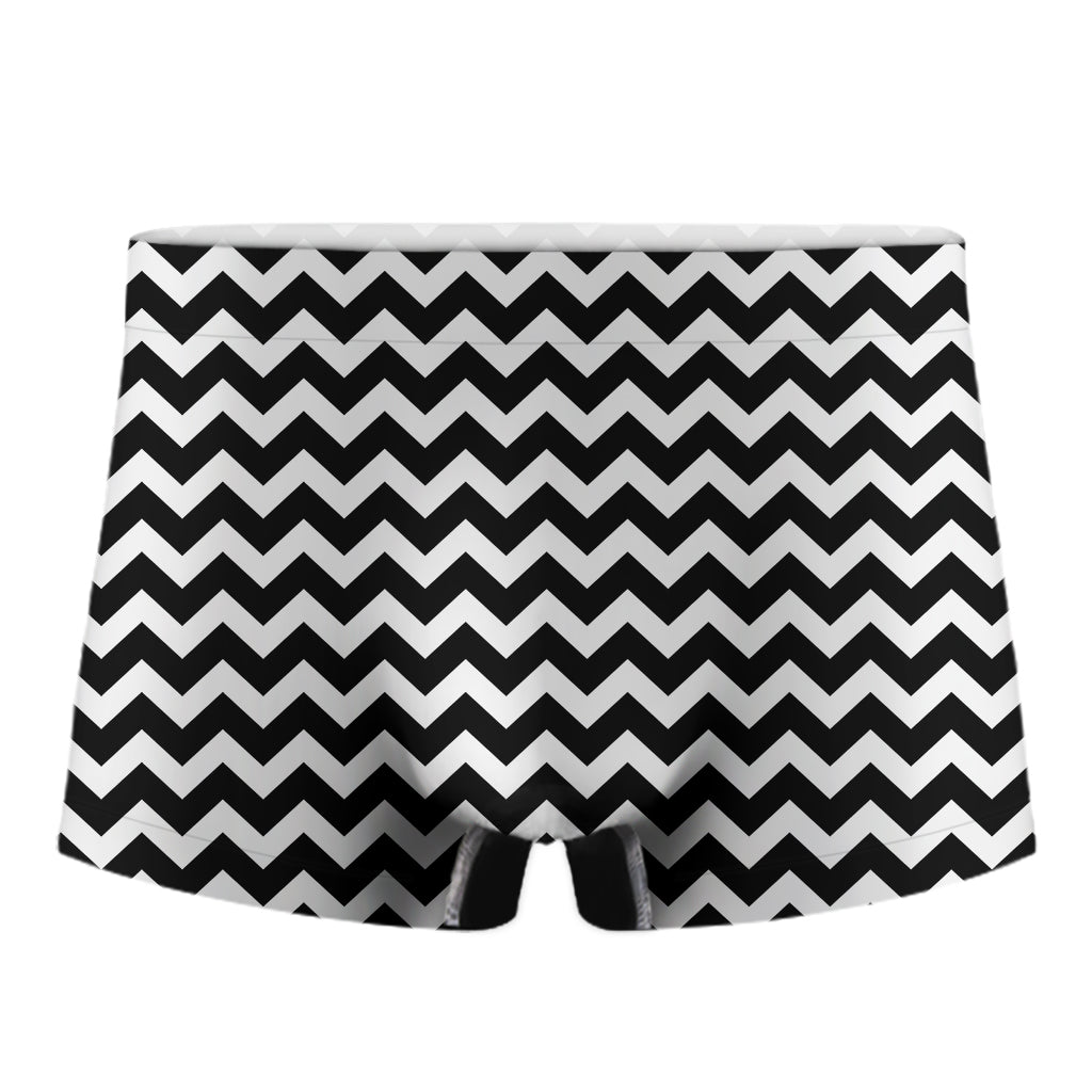 Black And White Chevron Pattern Print Men's Boxer Briefs