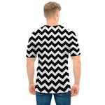Black And White Chevron Pattern Print Men's T-Shirt