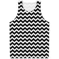 Black And White Chevron Pattern Print Men's Tank Top