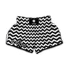 Black And White Chevron Pattern Print Muay Thai Boxing Shorts