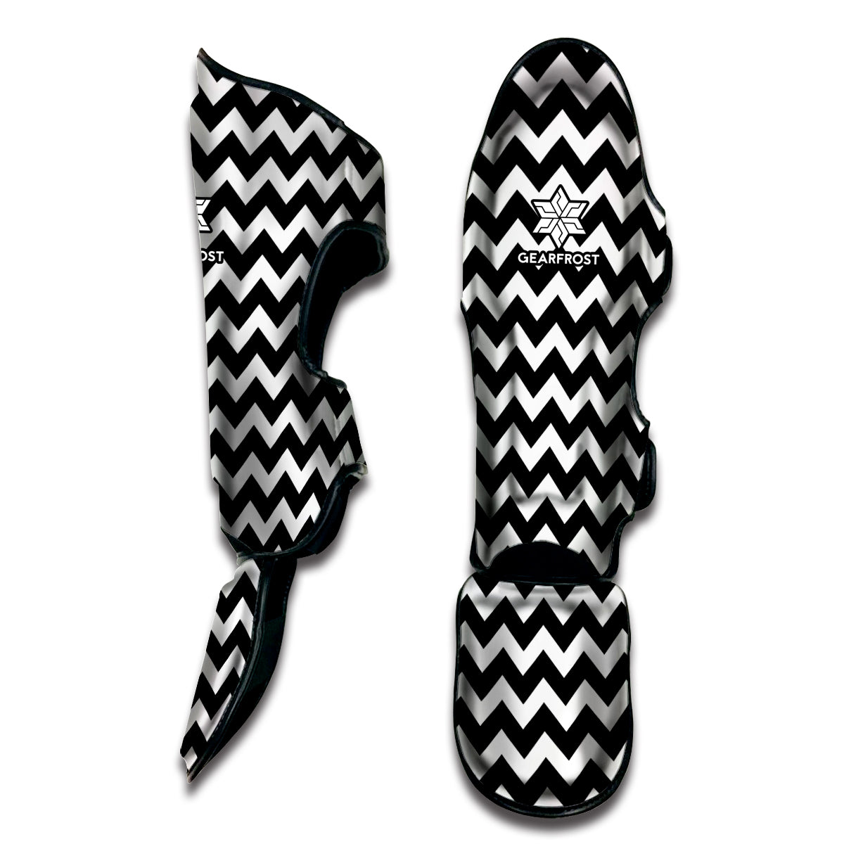 Black And White Chevron Pattern Print Muay Thai Shin Guard