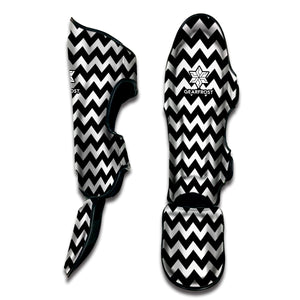 Black And White Chevron Pattern Print Muay Thai Shin Guard