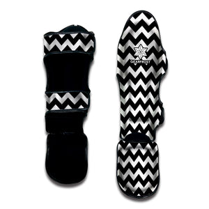 Black And White Chevron Pattern Print Muay Thai Shin Guard