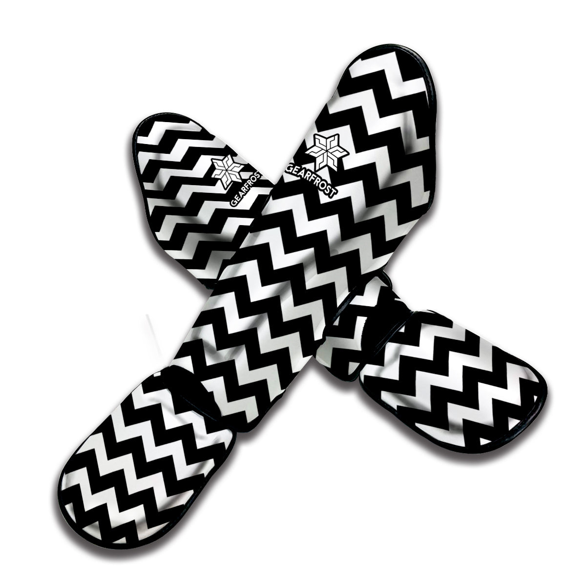 Black And White Chevron Pattern Print Muay Thai Shin Guard