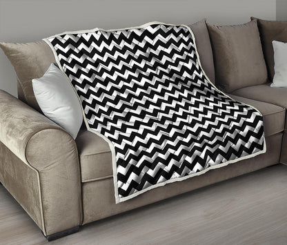 Black And White Chevron Pattern Print Quilt