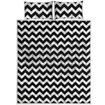 Black And White Chevron Pattern Print Quilt Bed Set