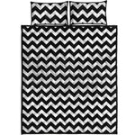 Black And White Chevron Pattern Print Quilt Bed Set