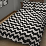 Black And White Chevron Pattern Print Quilt Bed Set