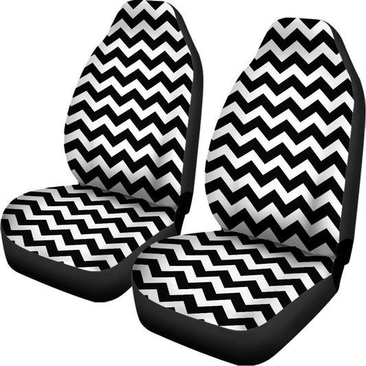 Black And White Chevron Pattern Print Universal Fit Car Seat Covers