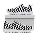 Black And White Chevron Pattern Print White Running Shoes