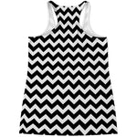 Black And White Chevron Pattern Print Women's Racerback Tank Top