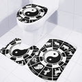 Black And White Chinese Zodiac Print 3 Piece Bath Mat Set