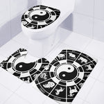 Black And White Chinese Zodiac Print 3 Piece Bath Mat Set