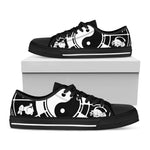Black And White Chinese Zodiac Print Black Low Top Shoes 