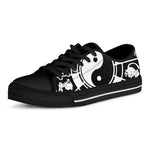 Black And White Chinese Zodiac Print Black Low Top Shoes 