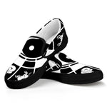Black And White Chinese Zodiac Print Black Slip On Shoes