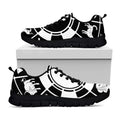 Black And White Chinese Zodiac Print Black Running Shoes