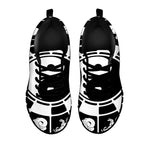 Black And White Chinese Zodiac Print Black Sneakers